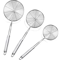 Espumadera Alambre de Acero Inoxidable-Cymax Juego de 3 Coladores con Manija Para Freír Alimentos- Pastas- Espaguetis y…